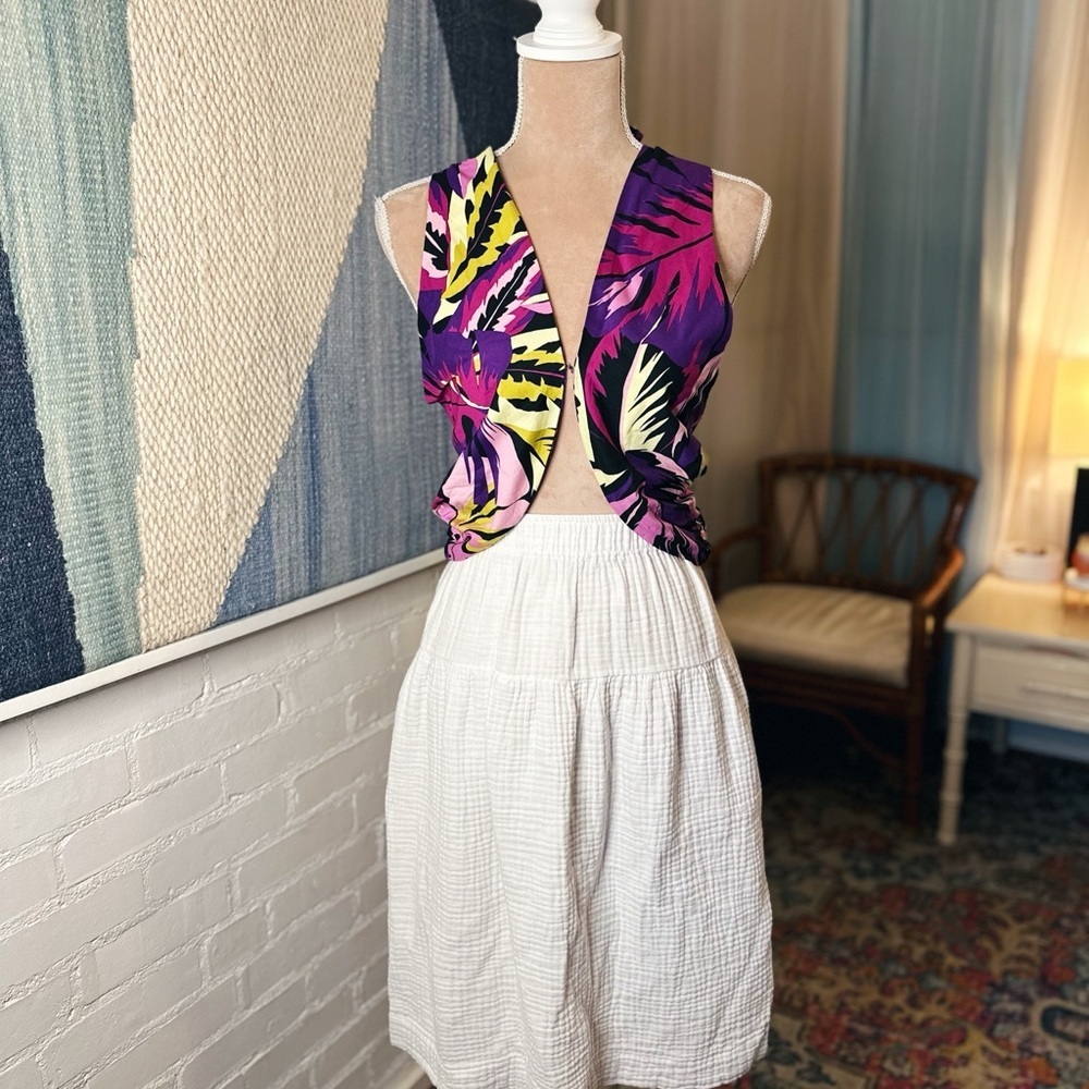 Future Collective Alani Noelle Purple & Yellow Tropical Print Bandeau Crop Top
